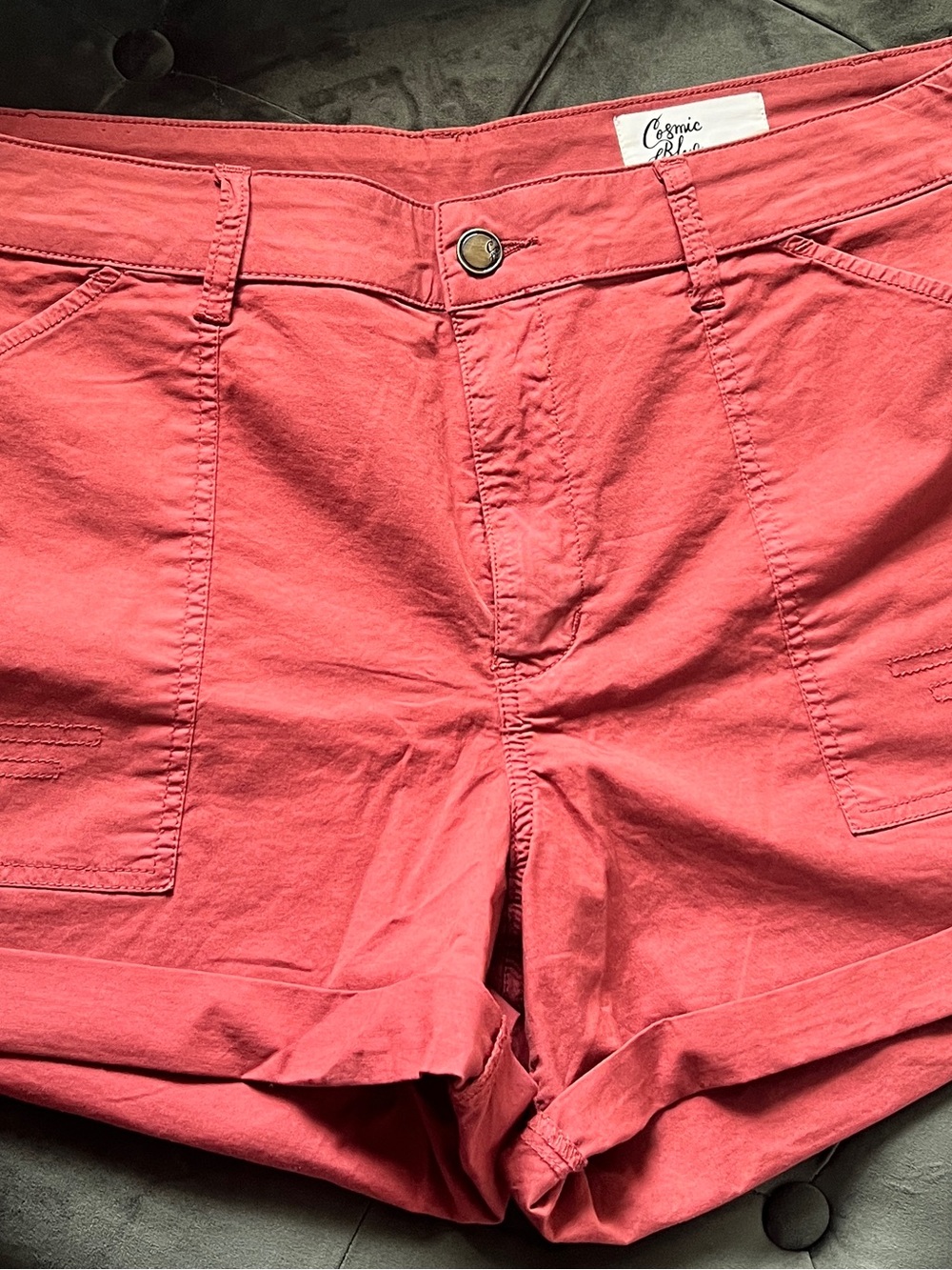 Cosmic Bliss Rust Cotton Utility Jean Shorts